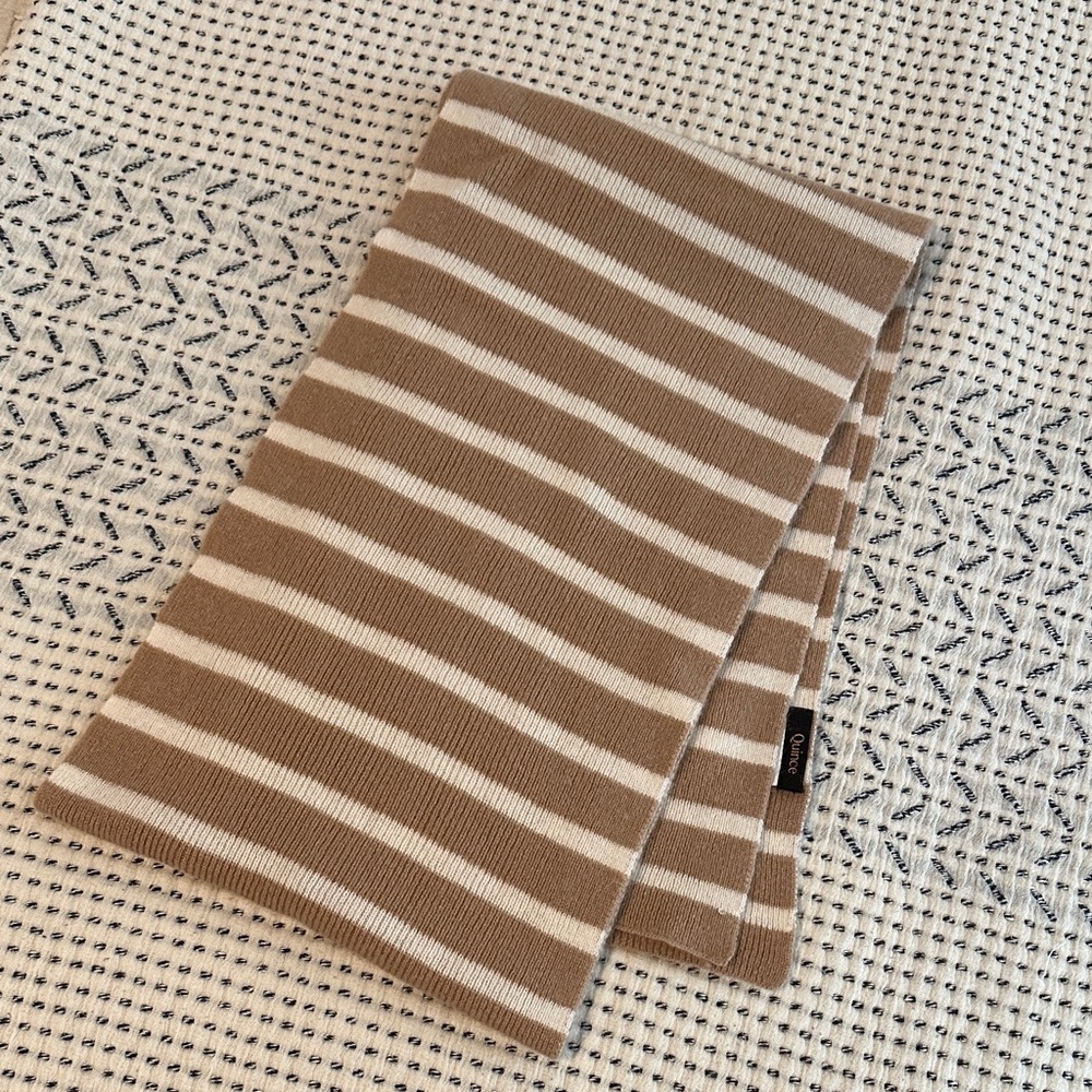 Quince Tan and White Cashmere Scarf